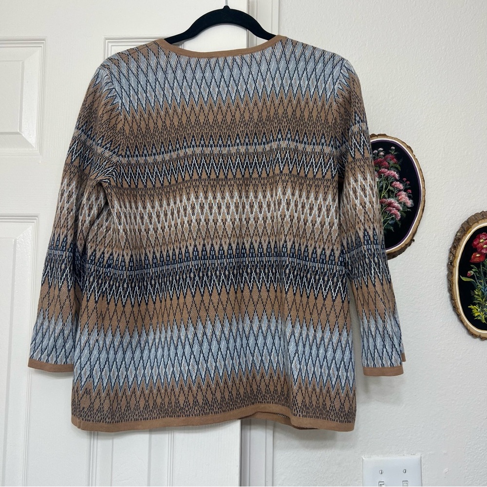 Pendleton Brown Tan Blue Argyle Pattern Cardigan … - image 4
